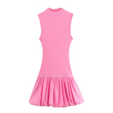 New Spring Balloon Dress With Slim Thread Knitted Bare Back 0085361-Outfit