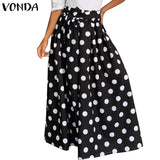 Skirts Polka Dot High Waist Long Skirt 2021 VONDA Female Sexy Pleated Party Maxi Skirts Faldas De