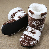 Slippers Winter Floor Shoes Woman Cotton Slipper Christmas Indoor Shoes Female Elk Warm Fur Plush Insole No Skid
