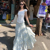 Unique Design Feel Beautiful Flowers Tight Waist Skirt Women's Summer Small Fashion A-Word