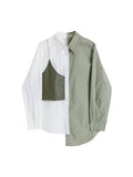 New Korean Design Elegant Fashion Aesthetic Shirt Women Spring Clothes Irregular Patchwork Single Breasted Blouse Tops