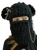 2023 Cute Women Girl Knitted Skullies Beanies Solid Color Winter Warm Loose Causal Cute Animals Ears Pattern Caps Hat-Outfit