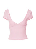 Solid Color Backless V-Neck Crop