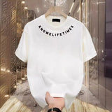 Cotton Without Gender Short-Sleeved T-Shirt Men's Casual Half-Sleeved Neck Print Round Collar