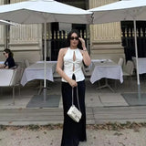 Summer New Women's Bow Hanging Neck Collar Shorts