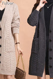 Women Autumn Long Sleeve Loose Fashionable V Neck Temperament Knitted Sweater Cardigans Basic Causal Coat Tops 2023 425-1-Outfit