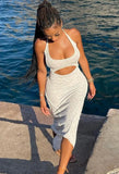 Sexy White Straps Hollow Out Long