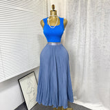 Fashion Folding Wave Half-Dress French Sweet High-Waisted A-Shaped Skirt Mid-Long Folds