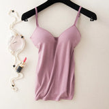 Padded Bra Spaghetti Strap V Neck Vest Cami Tank Tops Shirt