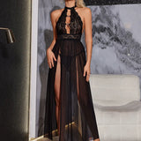 Sex Lingerie Pyjamas Suit Sexy Transparent Lace-Back Sleeping
