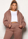 Plus Size Zipper Long Sleeve Hoodies And Pant 2 Piece