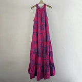 Bohemian Print Casual Dress For Women Stand Collar Sleeveless Loose Midi Dresses Female 2021 Fashion Clothing
