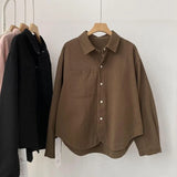 Atmosphere Retro Polo Collar Long-Sleeved Shirt 2025 New Women's Single-Docket Jacket