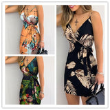 Summer New Wishv Collar Printed Lace-Up Sexy Dress Spot For Women-Outfit