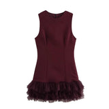 Women's Clothing 2025 Autumn And Winter New Street Fashion Temperament Mesh Stitching