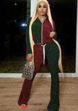 Contrast Color Velour Zipper