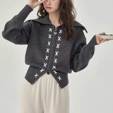 Zipper Sweater Women's 2024 Autumn And Winter New Loose Soft Waxy Lazy Style High-Necked Cardigan Sweater-Outfit