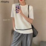 Vests Women Hollow Out Design Sleeveless Spring Students Solid Leisure Korean Basic O-neck Breathable Chic Outerwear