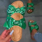 Sandals Women Summer Bow Flat Shoes Ladies Beach Slipper Outdoor Fashion Slides for Ladies Casual Flip