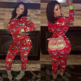 Womens Sexy Nightwear Christmas Pajamas Sleepwear Pyjamas fashion Romper new underwear casual printed Jumpsuit Set Xmas-Outfit