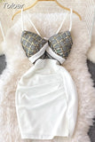 Sequins Plaid Mini Bodycon Dress Women Summer V-neck Sleeveless Spaghetti Strap Mesh Patchwork Party Dress Fashion