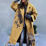 New 2025 Autumn Women's Long-Sleeved Collar Coat Prints The Long