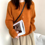 Soft Waxy Round Neck Long-Sleeved Knitted Cardigan Women's 2024 Autumn And Winter Short Lazy Style Solid Color Sweater Jacket-Outfit