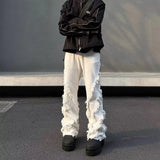 American personality men white jeans street wear hip-hop ins trendy brand high street trendy men and women pants-Outfit
