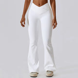 Flare Long Pants Women Solid Slim Fit Regular Splice Trousers Sheath Tight High Waist Pant Office Ladies Spring 2024-Outfit