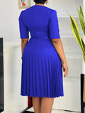 Women's Clothing 2025 Summer New Fashion Temperament V-Neck Solid Color Large-Size Pressure Fold African