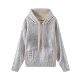 New Metal Color Hooded Hooded Knitted Sweater 2893157-Outfit