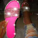 Sandals Women Flip Flops Rhinestone Flat Sandals Ladies Slippers Shoes Female Round Toe Bling Luxury Sandalias Mujer