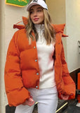 Casual Button With Hood Padding