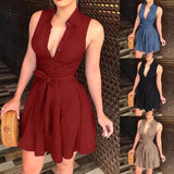 New Up And Down Collar Vest Solid Color Belt Mid-Swaist