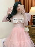 Sweet Sexy Dress Women Summer Pink Party Mini Dresses Female Designer Chic Bow Princess Korean Fashion Dress 2022