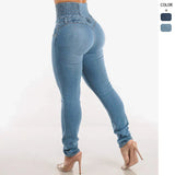 Elastic High-Rise Long Jeans Women's Spring Slim Thin Foot Trousers