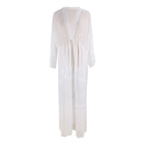 Toloer Chiffon Patchwork Lace Dress Loose Beach Blouse Mask Beach Robe Coat Women's Beach Sunscreen