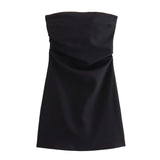 Girls Collared Braided Shoulder Dress Women's New Sexy High-Waisted Body-Suited Ass