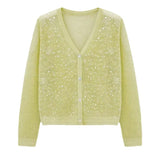 Glitter Knitted Cardigan Women's New Summer Blouse Hollowed-Out Mesh Tulle Sunscreen Outer Coat Shawl-Outfit