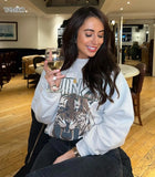 Beige Tiger Print Sweatshirts for women Long Sleeve O Neck Pullover Tops new 2024 Autumn Winter Sweatshirt Streetwear Top-Outfit