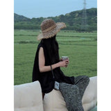 With Black Loose Sleeveless Top Design Loose Thin Casual Pants Women Summer