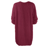 Autumn / Winter Ebaywish Fashionable Women's Dress With Long Sleeves, Round Neck And Loose Plush Dress-Outfit
