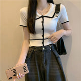 Niche Polo-Collared Ice Silk Knitted Cardigan Women 2025 Summer New Thin Chic