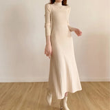 Autumn And Winter Long Over-Knee Sweater Skirt Half-High Collar With The Bottom Of The A-Word Knitted Dress