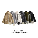 Women's Clothing French Fashion Single Buckle Tuxedar Scarf Splicing