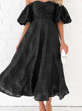 Spring And Summer New Seaside Holiday Bubble Sleeves To Close The Waist Temperament Dress