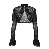 Summer 2024 New Blouse Ins Temperament Lace Dark Skeleton Coat Girl-Outfit
