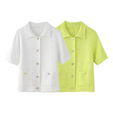 New Flat Needle Short-Sleeved Lapel Knitted Jacket 6427030-Outfit
