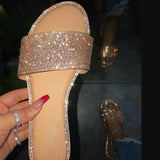 Sandals Women Rhinestone Slippers Shoes Diamond Glitter Slides Sandalias Femme Slip On Flip Flops Ladies Flat
