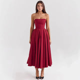 Women's Summer Wear High-Grade Fish Bone Thoracic Dress Pure Style Hot Girl Repair In The Back Of The Long